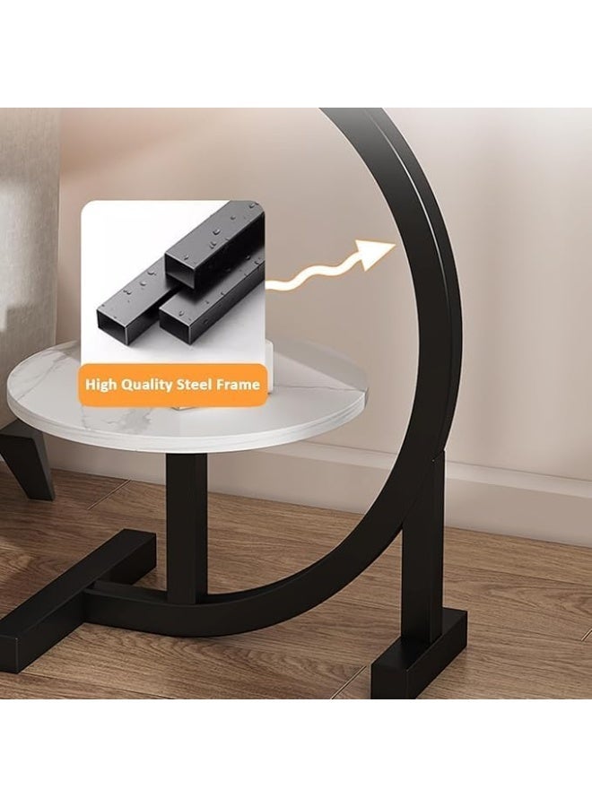 طاولة جانبية للاريكة بتصميم عصري مزدوج الطبقات وهيكل ثابت صغير الحجم موفر للمساحة لغرفة المعيشة وغرفة النوم والاريكة مصنوعة من مواد متينة وسهلة الحركة (اسود) - Image 2